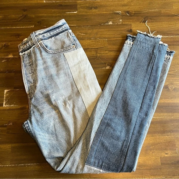 Reformation High Waisted Skinny Patch Distressed Jeans - Picture 3 of 12